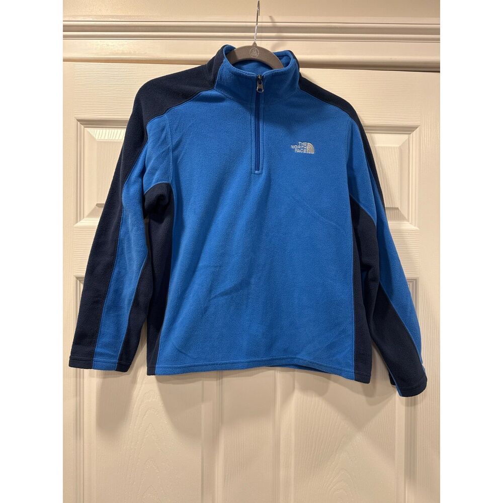 The North Face Quarter Zip Pull Over Fleece Jacket Blue Boys Large 14/16